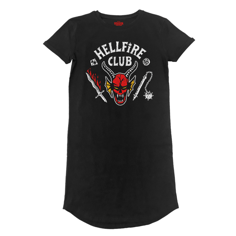 Stranger Things - Hellfire Club - T-Shirt Dress Black - KOOLTHINGS