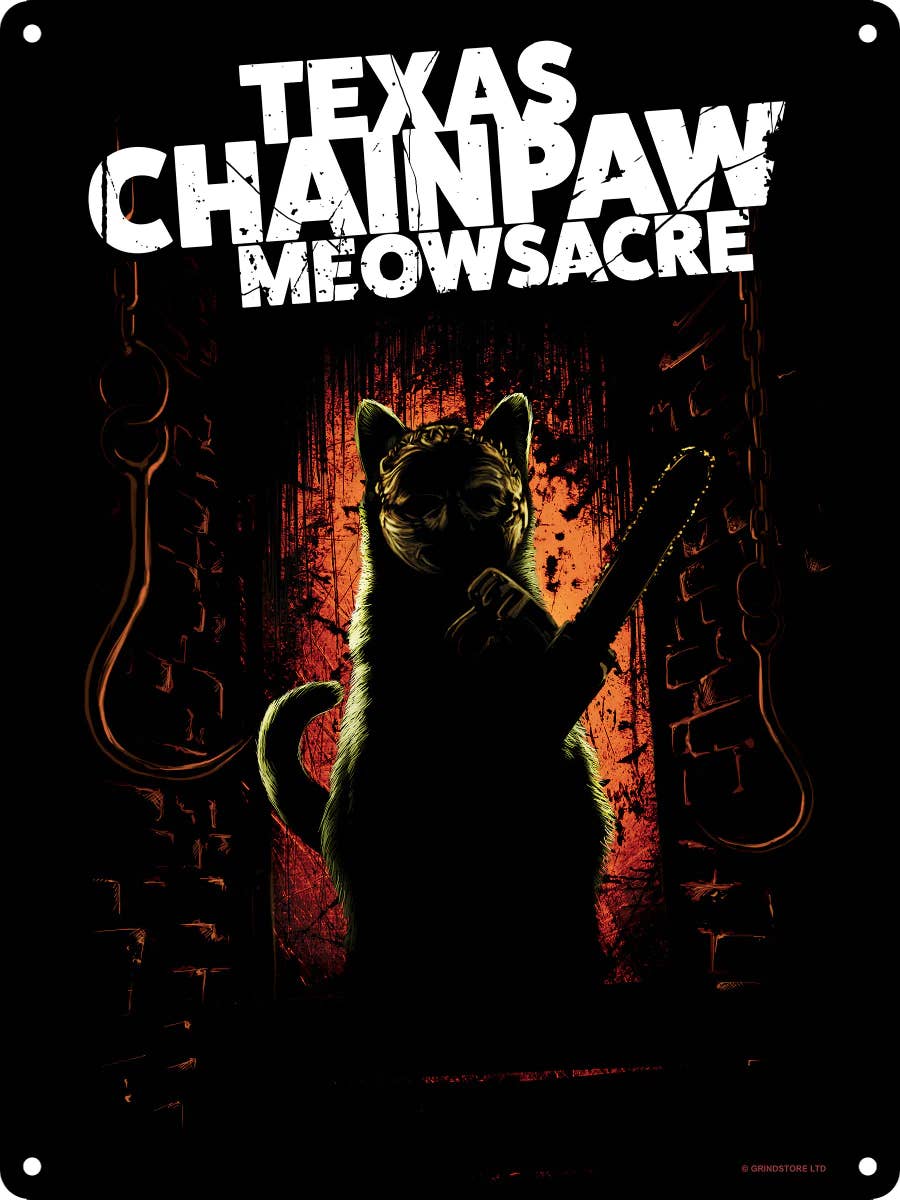 Texas Chainpaw Meowsacre Mini Tin Sign - KOOLTHINGS