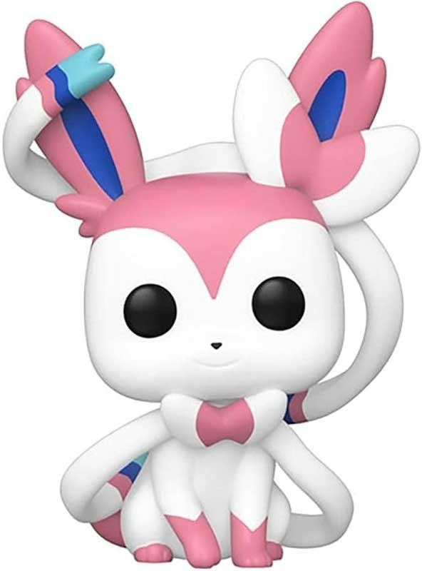 Animated character with pink and white fur, black eyes, and blue accents on a white background