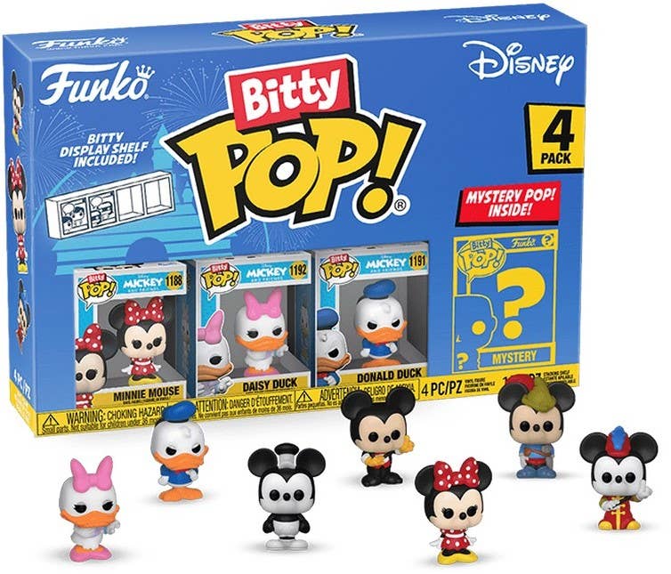 Funko Bitty Pop! Disney 4-pack toy set with packaging on a white background