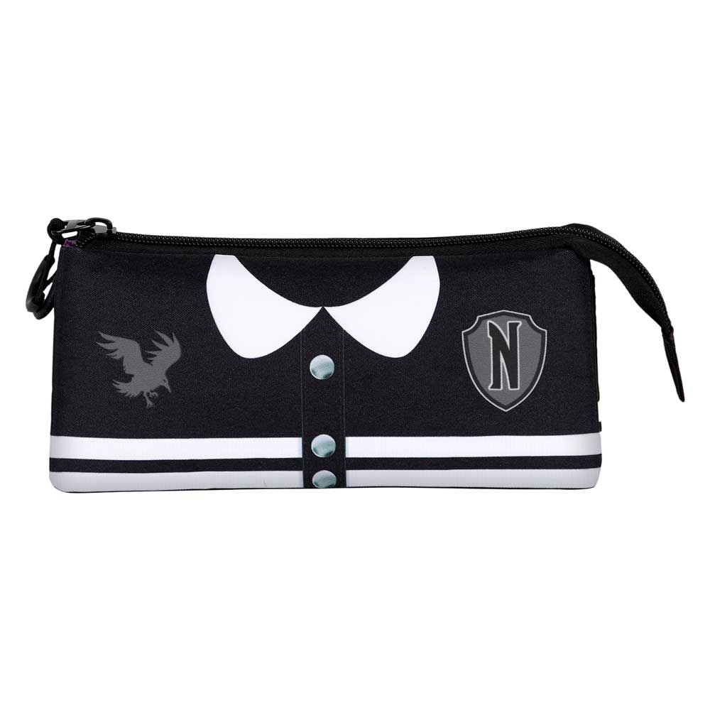 Wednesday Varsity-FAN Triple Pencil Case 2.0, Black - KOOLTHINGS