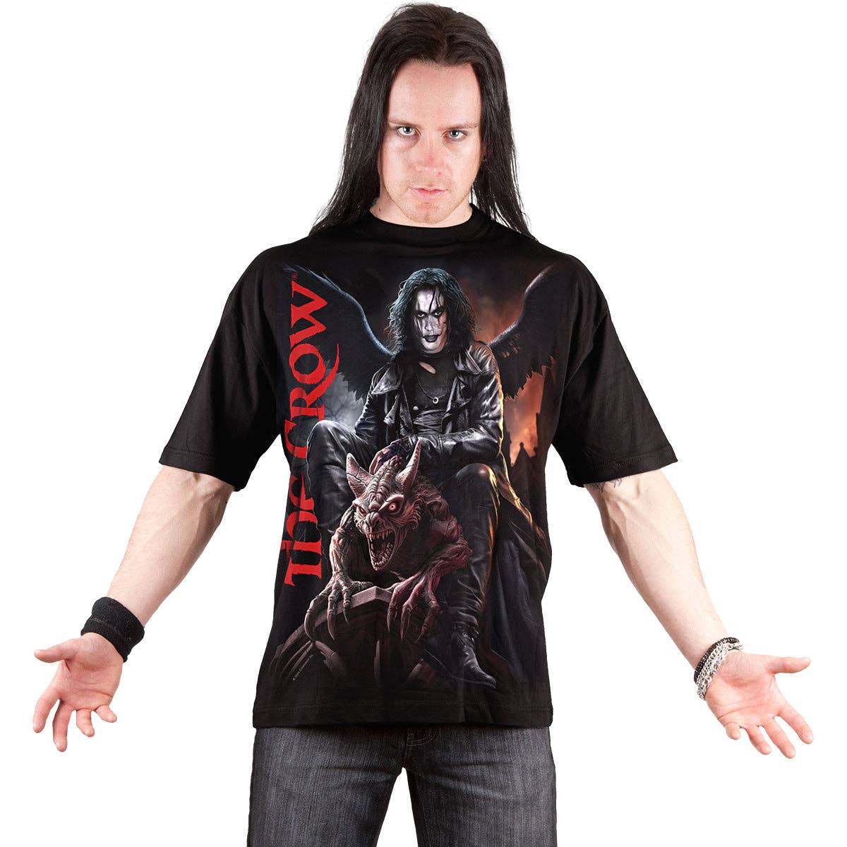 THE CROW - GARGOYLE - Front Print T-Shirt Black - KOOLTHINGS