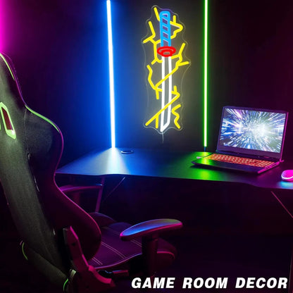 Anime Sword Neon Sign Japanese Sword Wall Art Light USB LED Neon Light for Bar Gaming Room Bedroom Decoration Birthday Gift
