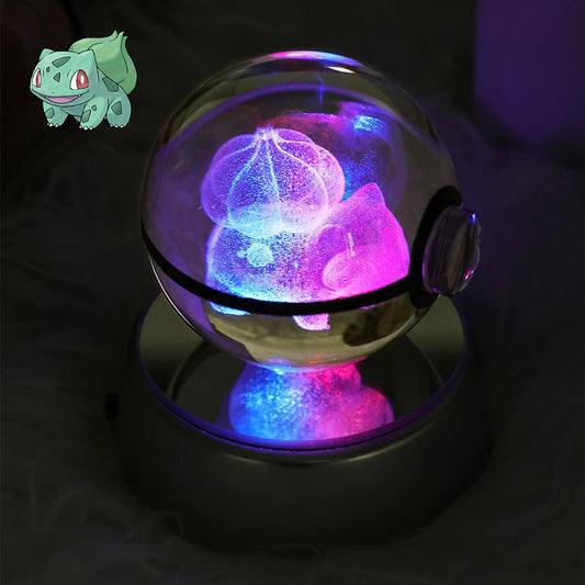 23 Styles POKEMON 3D Crystal Ball Eevee Umbreon Mega Charizard X Squirtle Bulbasaur Pokeball Figure Night Light Glass Ball Decor - KOOLTHINGS