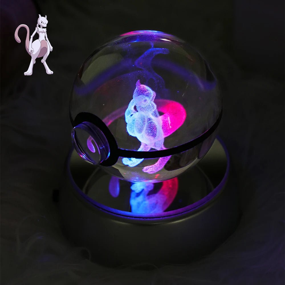 23 Styles POKEMON 3D Crystal Ball Eevee Umbreon Mega Charizard X Squirtle Bulbasaur Pokeball Figure Night Light Glass Ball Decor - KOOLTHINGS