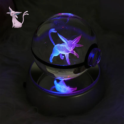 23 Styles POKEMON 3D Crystal Ball Eevee Umbreon Mega Charizard X Squirtle Bulbasaur Pokeball Figure Night Light Glass Ball Decor - KOOLTHINGS