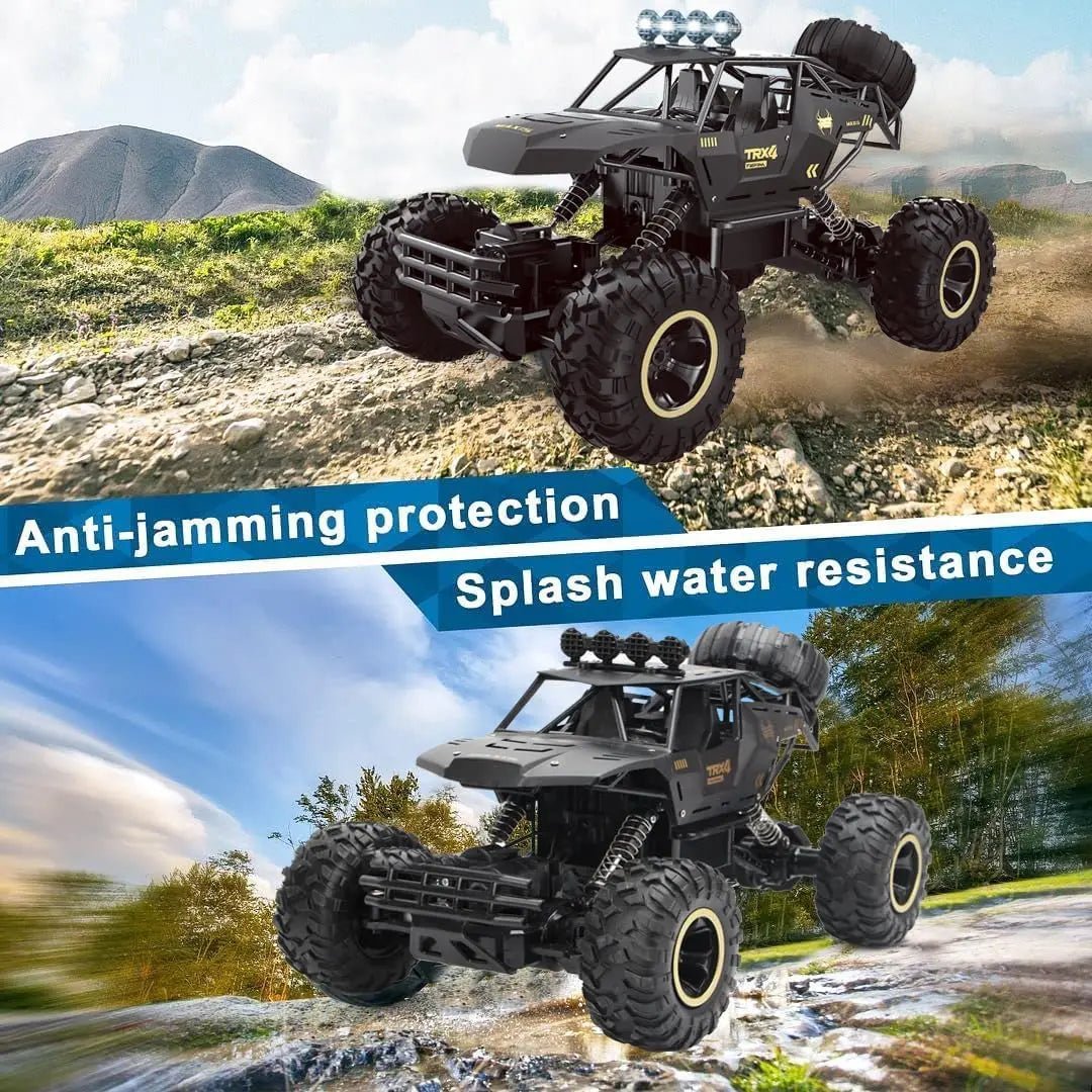 2 Batteries 1:12 Rock Crawler Rechargeable Off Road Truck 4WD Metal Shell LED Headlights RC Remote Control Off Road Car Truck - KOOLTHINGS