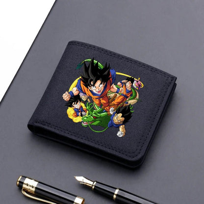 Dragon Ball Men Square Nylon Wallet Anime Character Print Money Clip Stylish Portable Multi Function Card Holder Cartoon Pouch - KOOLTHINGS