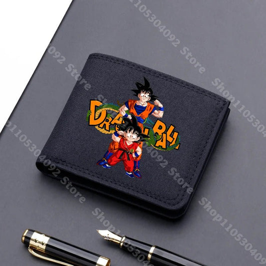 Dragon Ball Men Square Nylon Wallet Anime Character Print Money Clip Stylish Portable Multi Function Card Holder Cartoon
