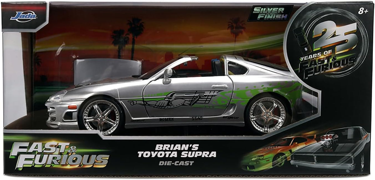 Jada Fast & Furious Anniversary Brian's Toyota Silver Finish 1:24 - KOOLTHINGS