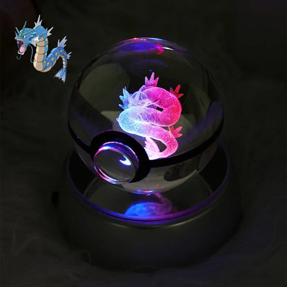 23 Styles POKEMON 3D Crystal Ball Eevee Umbreon Mega Charizard X Squirtle Bulbasaur Pokeball Figure Night Light Glass Ball Decor - KOOLTHINGS
