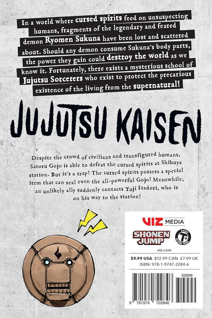 Back cover of 'Jujutsu Kaisen' with text and logo