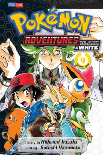 Pokémon Adventures Black & White book cover with characters and Pokémons