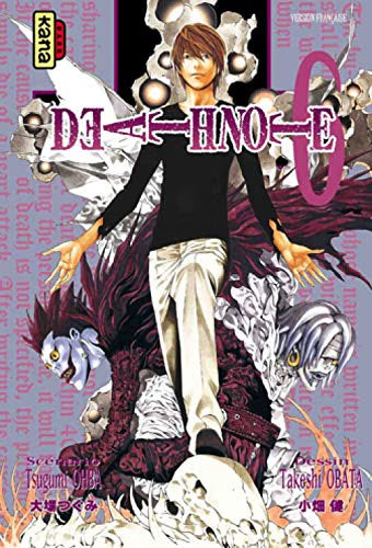 Manga book cover of 'Death Note' with a character standing on a lion and text in the background.