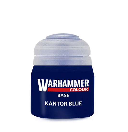 Warhammer paint can labeled 'Kantor Blue' on a white background