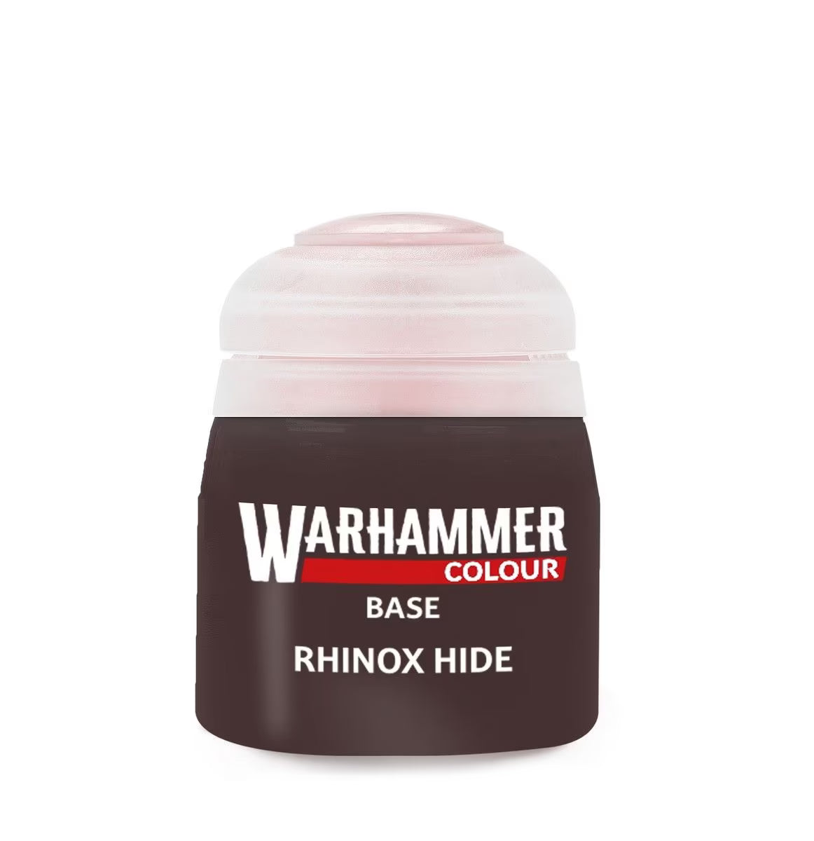 Warhammer Colour Base Rhinox Hide paint can on a white background