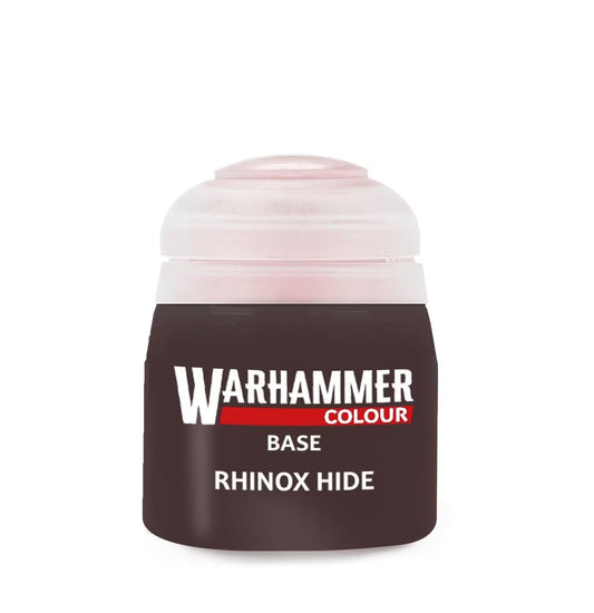 Warhammer Colour Base Rhinox Hide paint can on a white background