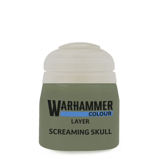 Warhammer Colour Layer paint jar with 'Screaming Skull' label on a white background