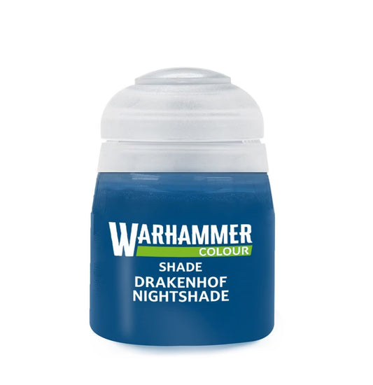 Warhammer Colour Shade Drakenhof Nightshade paint can on a white background
