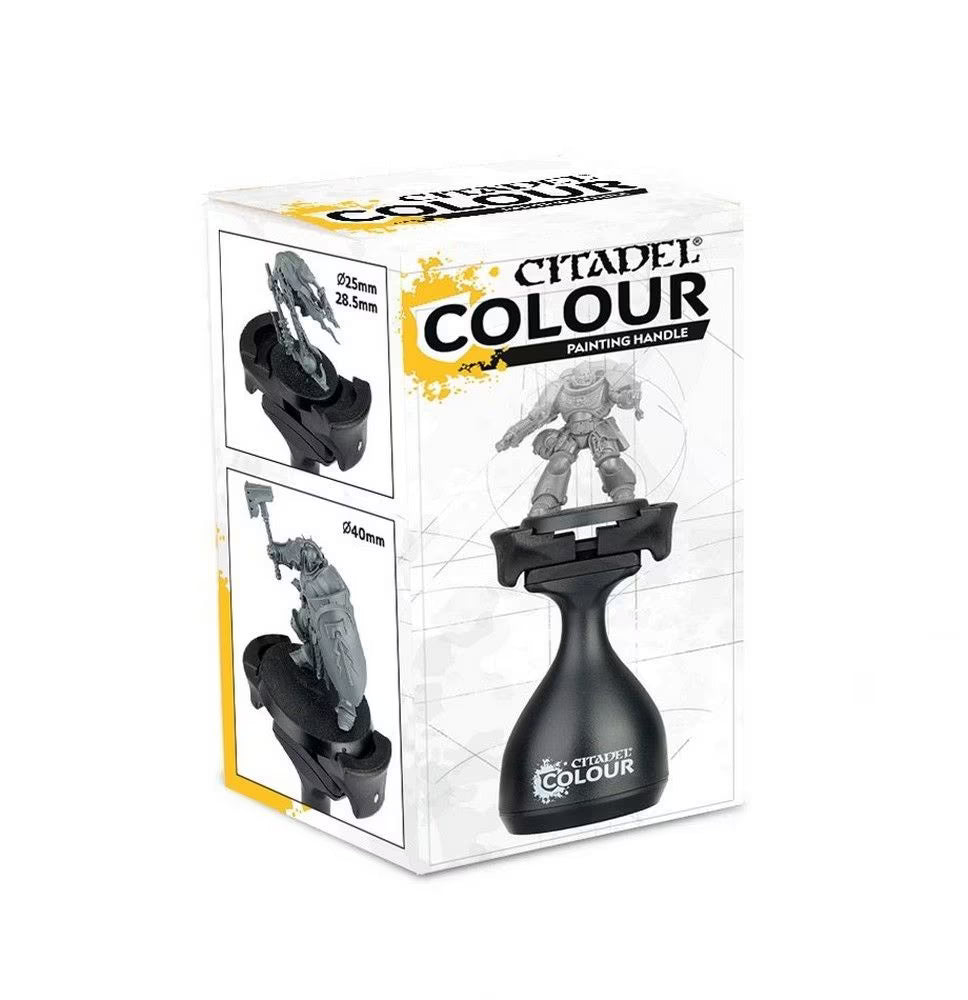 Citadel Colour painting handle packaging with miniature figures on a white background
