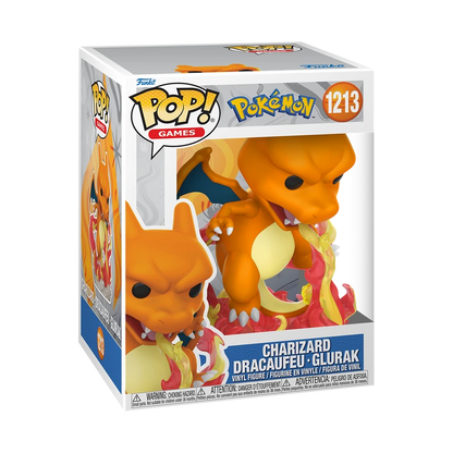 Funko Pop! Games Charizard vinyl figure number 1213 in its original window box packaging, featuring the orange dragon holding a red flame.