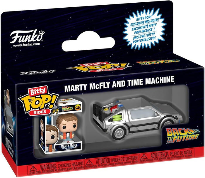 Funko Pop! Rides packaging featuring Marty McFly and time machine from Back to the Future