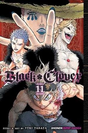 Front cover of the manga volume 'Black Clover Volume 11' featuring several illustrated anime characters against a dark background with the title 'Black Clover' and volume number '11' prominently displayed.