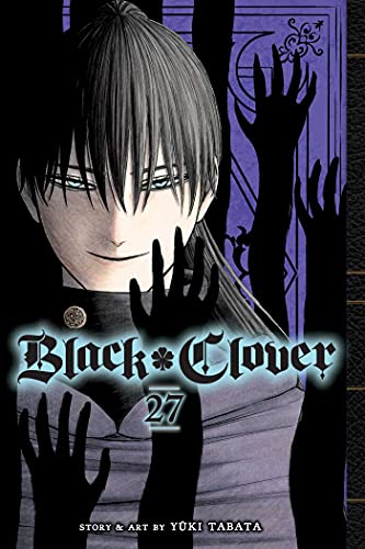 Manga book cover of 'Black Clover' with a character and silhouette against a dark background