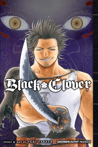 Manga book cover of 'Black Clover' with a character holding a sword against a purple background.