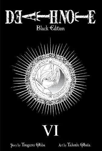 Book cover of 'Death Note Black Edition' Volume 6 with black and white design.