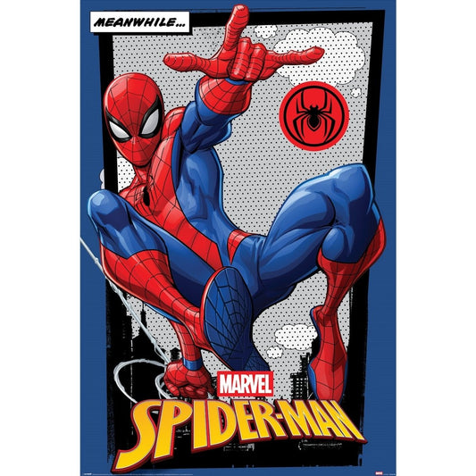 Pyramid International Marvel Spider-Man Poster Meanwhile Comic Wall Picture 61 x 91.5 cm Superhero Wall Decoration for Living Room, Gaming Room and Teenager's Room - KOOLTHINGS