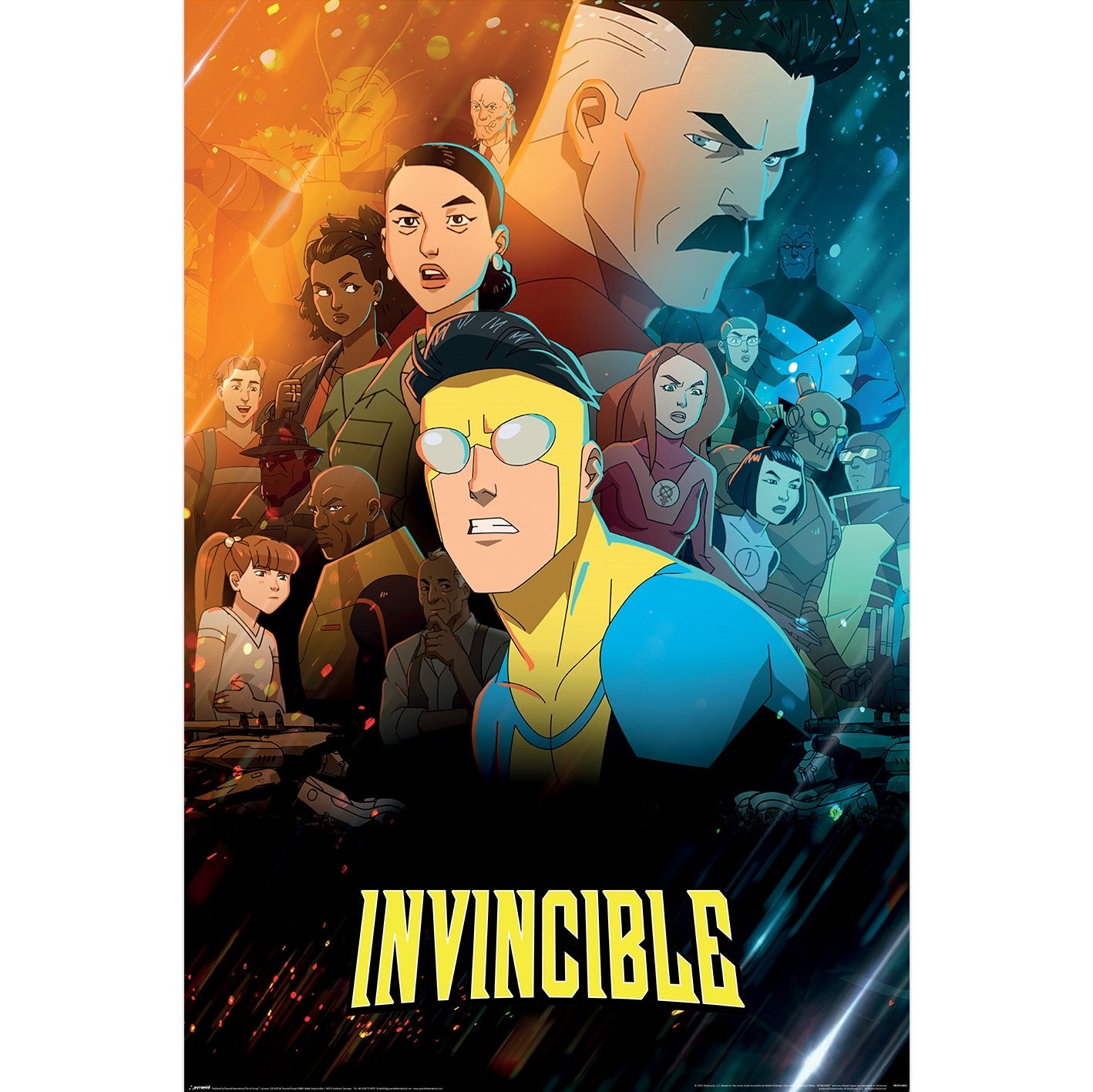 Poster of 'Invincible' with characters from the series