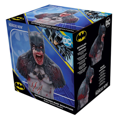 Box packaging of a Batman figure with detailed design and DC logo.