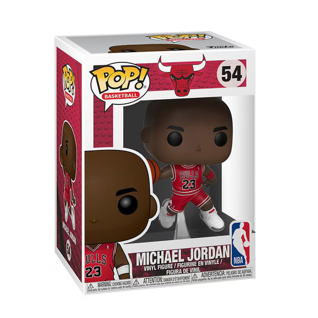 Funko Pop! Michael Jordan basketball vinyl figure number 54 in its original retail box, featuring the Chicago Bulls theme.