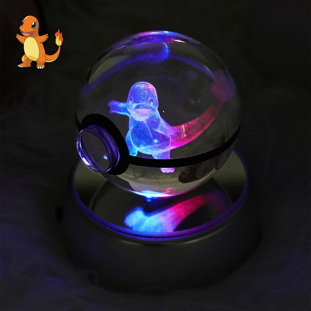 23 Styles POKEMON 3D Crystal Ball Eevee Umbreon Mega Charizard X Squirtle Bulbasaur Pokeball Figure Night Light Glass Ball Decor - KOOLTHINGS