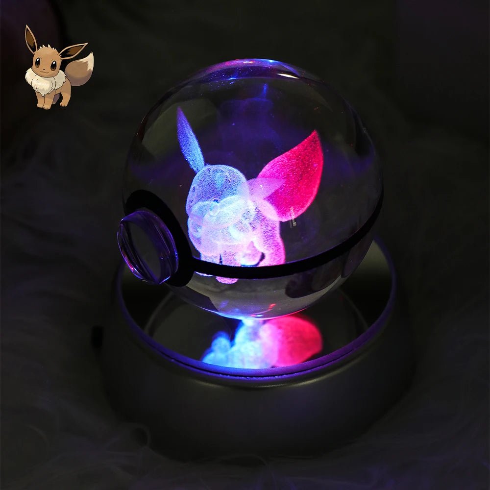 23 Styles POKEMON 3D Crystal Ball Eevee Umbreon Mega Charizard X Squirtle Bulbasaur Pokeball Figure Night Light Glass Ball Decor - KOOLTHINGS