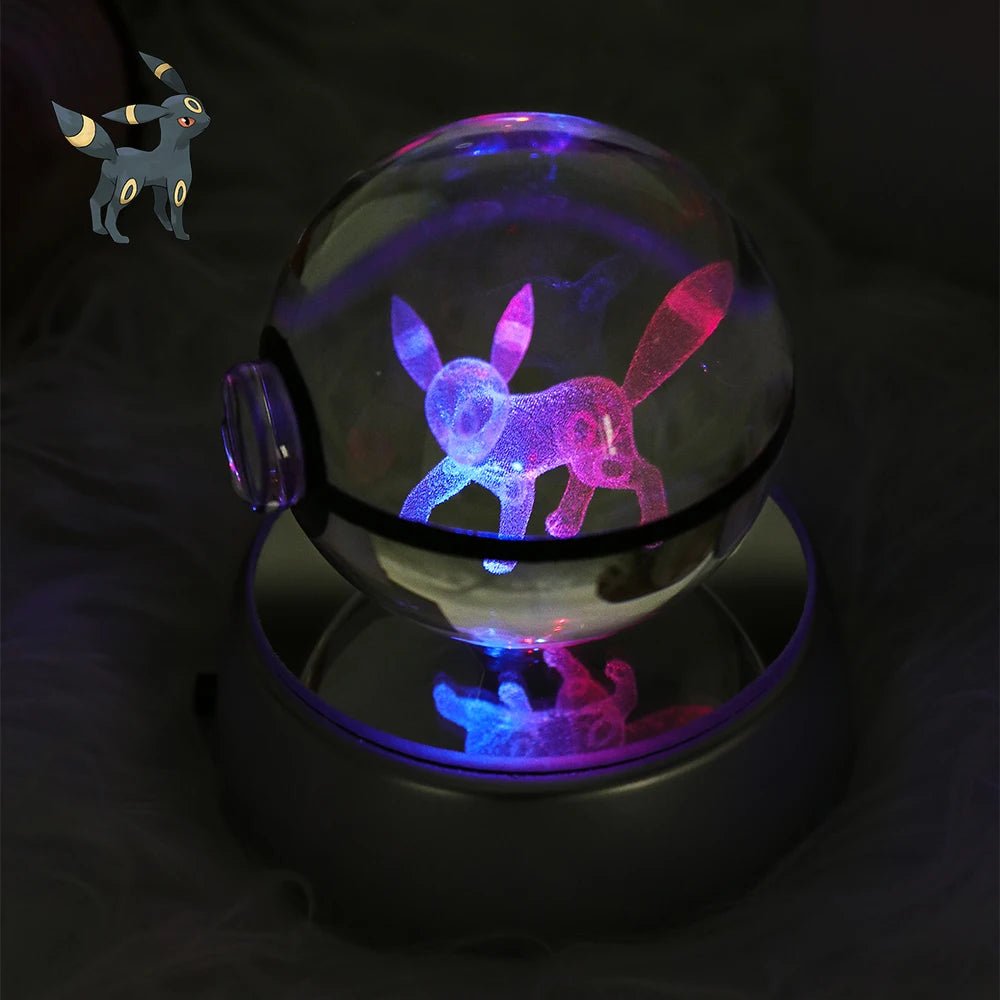 23 Styles POKEMON 3D Crystal Ball Eevee Umbreon Mega Charizard X Squirtle Bulbasaur Pokeball Figure Night Light Glass Ball Decor - KOOLTHINGS