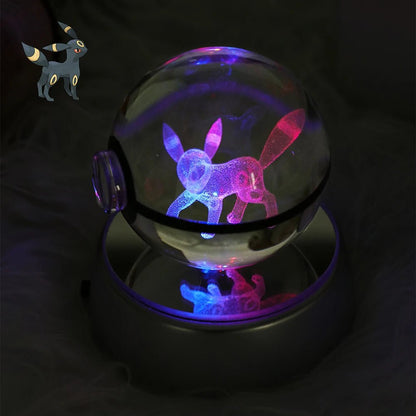 23 Styles POKEMON 3D Crystal Ball Eevee Umbreon Mega Charizard X Squirtle Bulbasaur Pokeball Figure Night Light Glass Ball Decor - KOOLTHINGS
