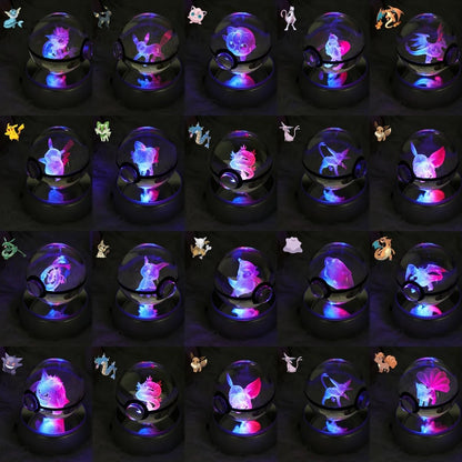 23 Styles POKEMON 3D Crystal Ball Eevee Umbreon Mega Charizard X Squirtle Bulbasaur Pokeball Figure Night Light Glass Ball Decor - KOOLTHINGS
