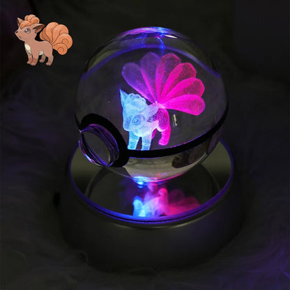 23 Styles POKEMON 3D Crystal Ball Eevee Umbreon Mega Charizard X Squirtle Bulbasaur Pokeball Figure Night Light Glass Ball Decor - KOOLTHINGS