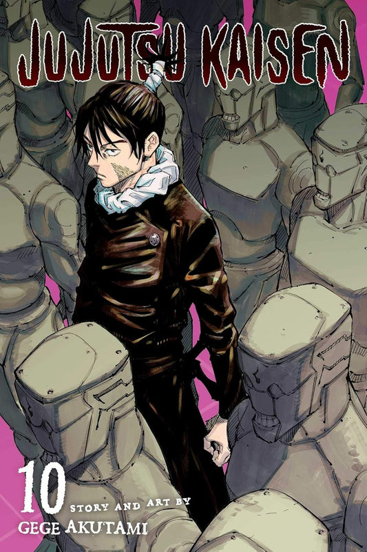 Cover of 'Jujutsu Kaisen' Volume 10 with a character surrounded by stone-like creatures.