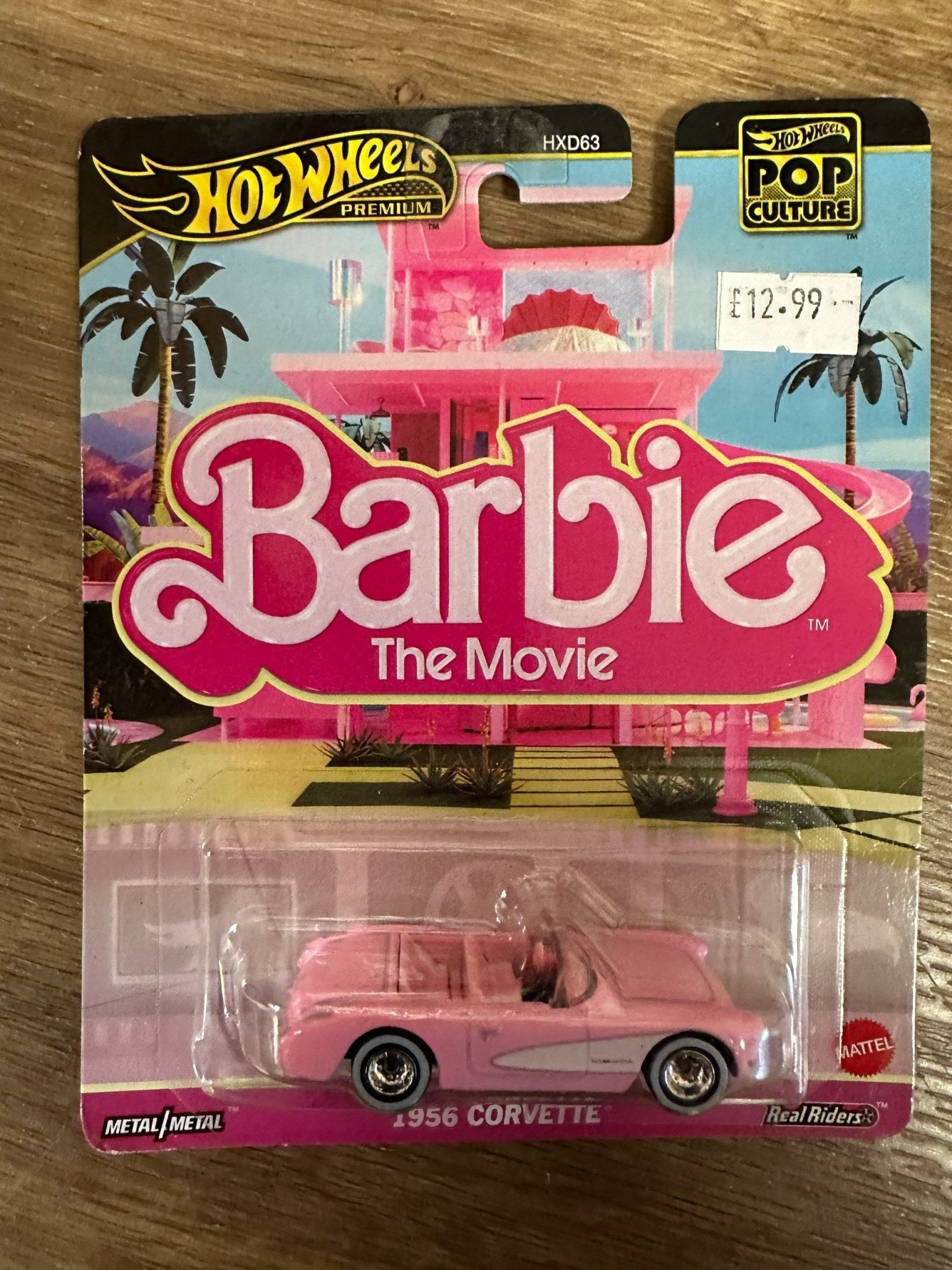 Hot Wheels Premium Pop Culture, Barbie The Movie 1956 Corvette, Pink, Metal Diecast Car - KOOLTHINGS