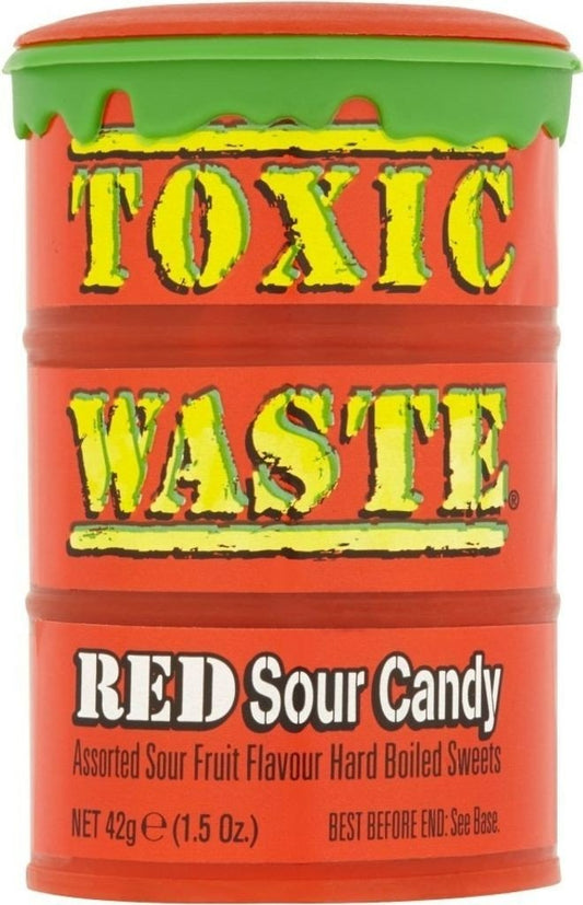 Toxic Waste Red Unopened Warning Mega Sour Candy - KOOLTHINGS