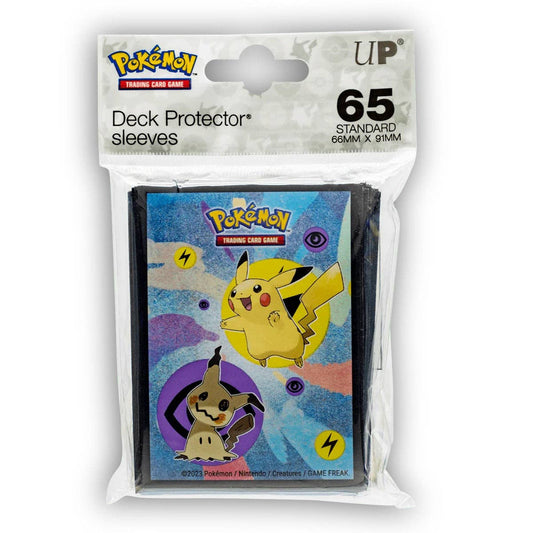 Pokémon trading card game deck protector sleeves packaging with Pikachu design.