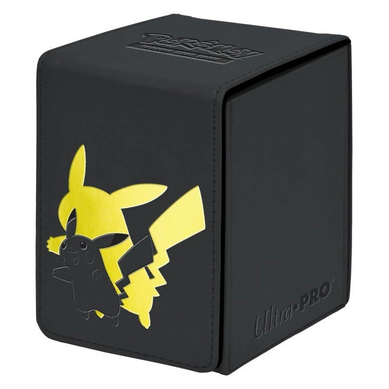 Black card storage box with Pikachu design featuring Ultra Pro branding.
