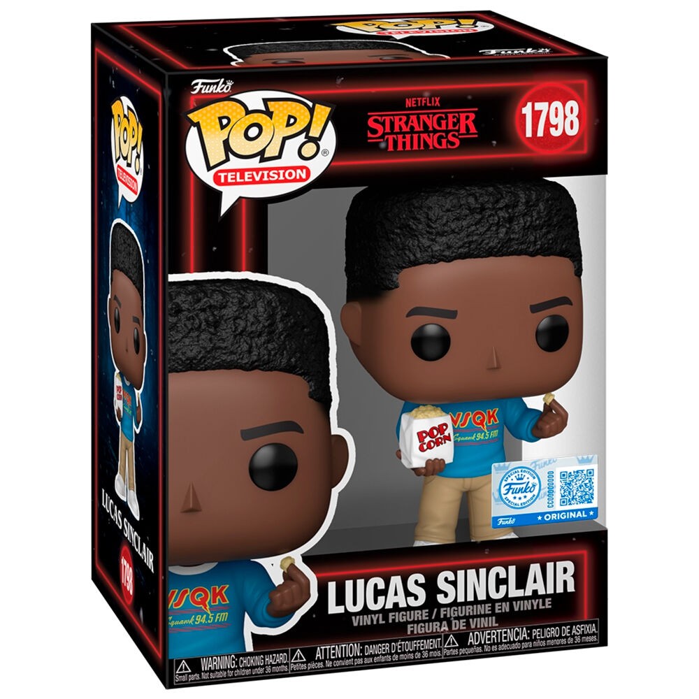 Funko Pop! vinyl figure packaging for Lucas Sinclair from Stranger Things