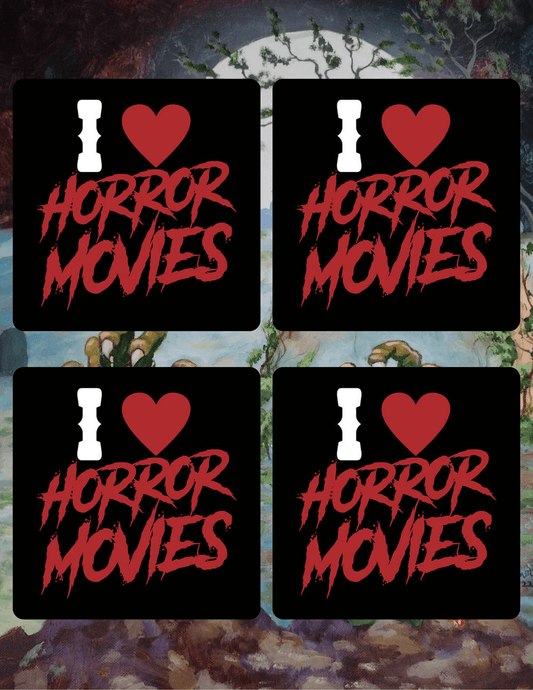 I Love Horror Movies Coasters - KOOLTHINGS