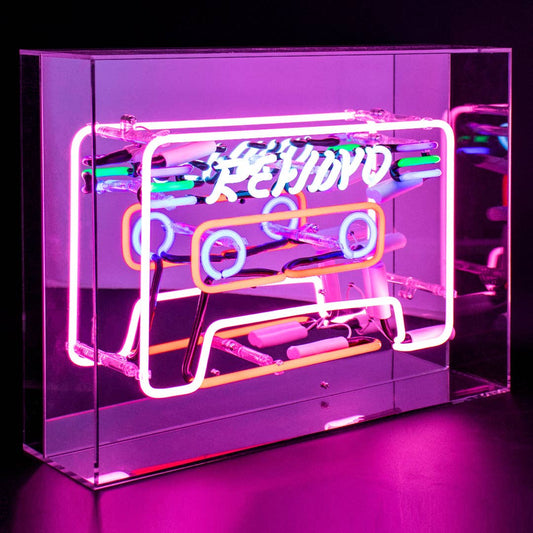 'Cassette' Large Glass Neon Sign - KOOLTHINGS