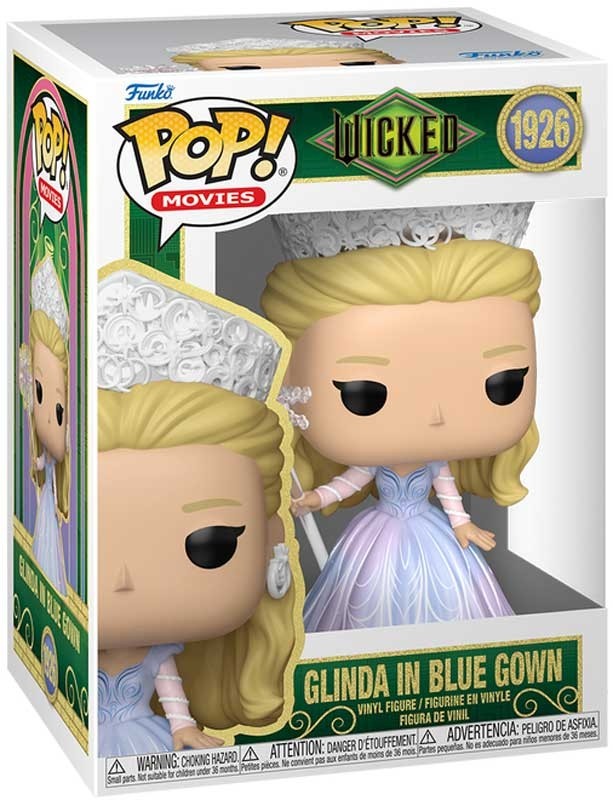 Funko Pop! vinyl figure of Glinda in a blue gown from Wicked, in packaging.