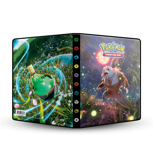 Pokémon trading card game binder with two different designs on a white background